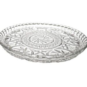 Antique Bohemian Czech Pinwheel Design Cut Crystal Decorative Luncheon 6" Plate